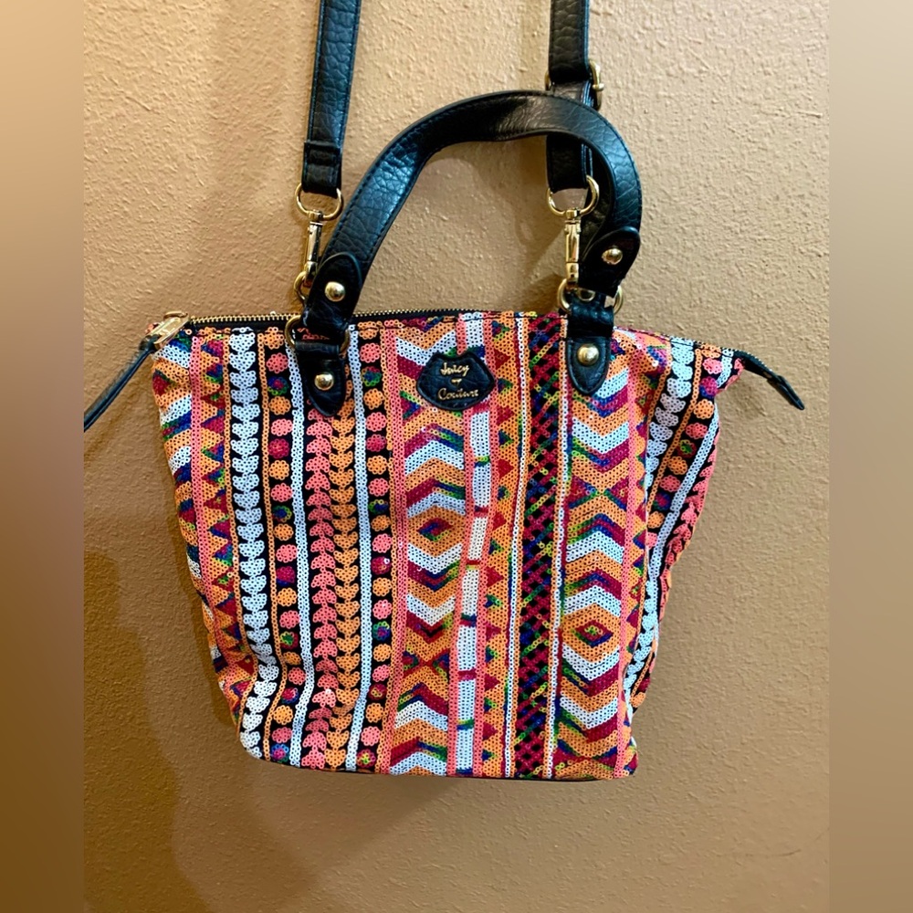 Juicy Couture Multicolor Aztec / Geometric Design Sequined Crossbody